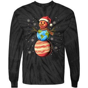 Planets Snowman Space Funny Christmas Astronomy Tie-Dye Long Sleeve Shirt