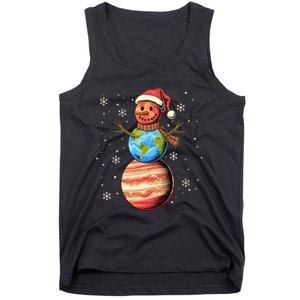 Planets Snowman Space Funny Christmas Astronomy Tank Top