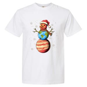 Planets Snowman Space Funny Christmas Astronomy Garment-Dyed Heavyweight T-Shirt