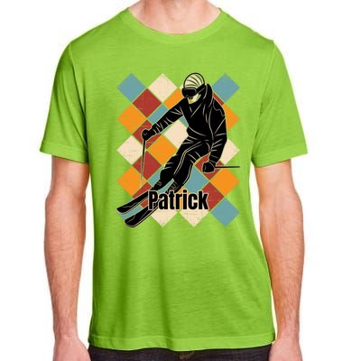 Patrick Skiing Slopes Vintage Skier Name Funny Gift Adult ChromaSoft Performance T-Shirt