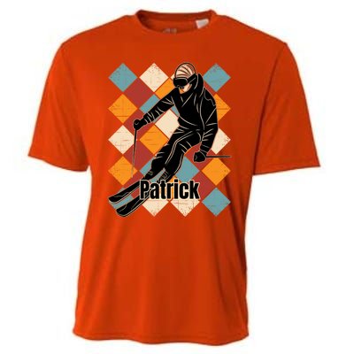 Patrick Skiing Slopes Vintage Skier Name Funny Gift Cooling Performance Crew T-Shirt