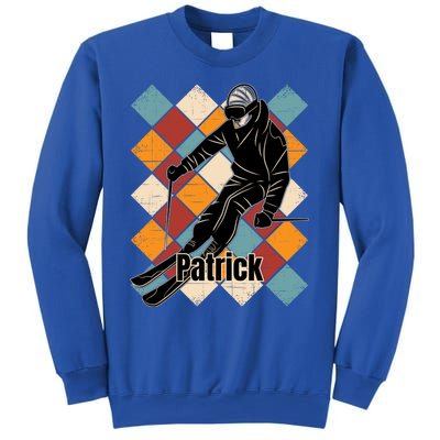 Patrick Skiing Slopes Vintage Skier Name Funny Gift Sweatshirt