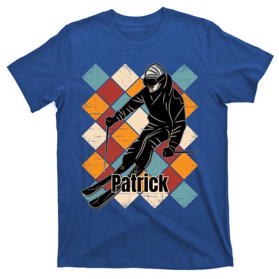 Patrick Skiing Slopes Vintage Skier Name Funny Gift T-Shirt