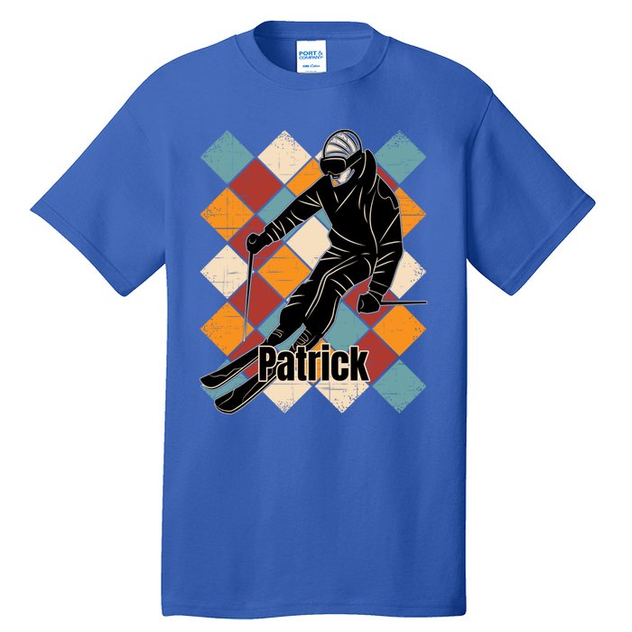 Patrick Skiing Slopes Vintage Skier Name Funny Gift Tall T-Shirt