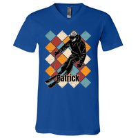 Patrick Skiing Slopes Vintage Skier Name Funny Gift V-Neck T-Shirt