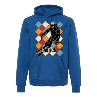 Patrick Skiing Slopes Vintage Skier Name Funny Gift Premium Hoodie