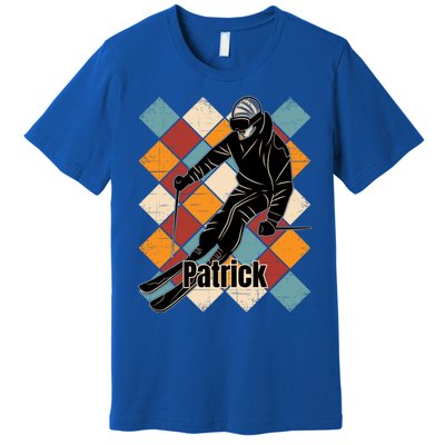 Patrick Skiing Slopes Vintage Skier Name Funny Gift Premium T-Shirt