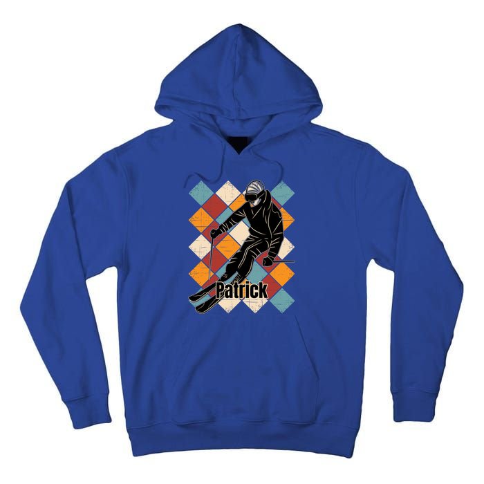 Patrick Skiing Slopes Vintage Skier Name Funny Gift Tall Hoodie