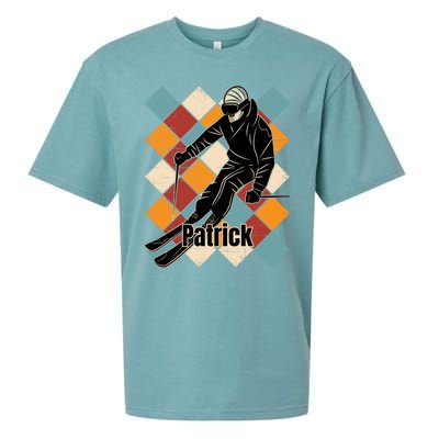 Patrick Skiing Slopes Vintage Skier Name Funny Gift Sueded Cloud Jersey T-Shirt