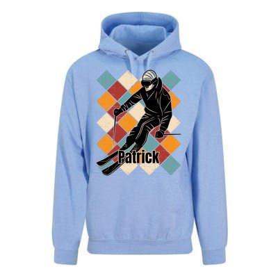 Patrick Skiing Slopes Vintage Skier Name Funny Gift Unisex Surf Hoodie