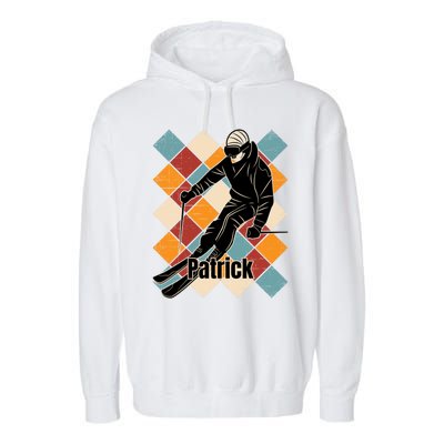 Patrick Skiing Slopes Vintage Skier Name Funny Gift Garment-Dyed Fleece Hoodie