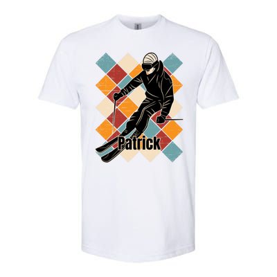 Patrick Skiing Slopes Vintage Skier Name Funny Gift Softstyle CVC T-Shirt