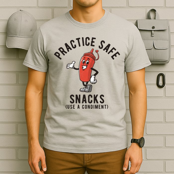 Practice Safe Snacks Use A Condiment Funny Offensive T-Shirt