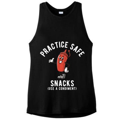 Practice Safe Snacks Use A Condiment Funny Offensive Ladies PosiCharge Tri-Blend Wicking Tank