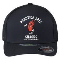 Practice Safe Snacks Use A Condiment Funny Offensive Flexfit Unipanel Trucker Cap