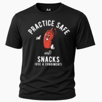 Practice Safe Snacks Use A Condiment Funny Offensive Cooling Performance Crew T-Shirt