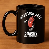 Practice Safe Snacks Use A Condiment Funny Offensive 11oz C Handle Ceramic Mug