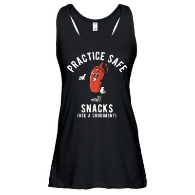 Practice Safe Snacks Use A Condiment Funny Offensive Ladies Essential Flowy Tank