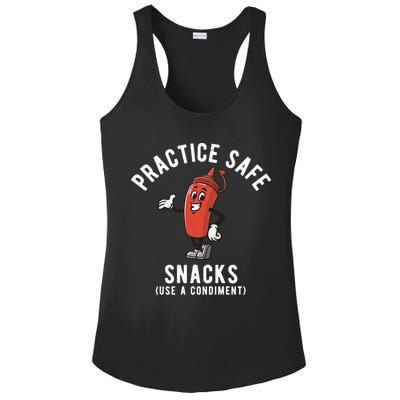 Practice Safe Snacks Use A Condiment Funny Offensive Ladies PosiCharge Competitor Racerback Tank