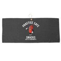 Practice Safe Snacks Use A Condiment Funny Offensive Large Microfiber Waffle Golf Towel