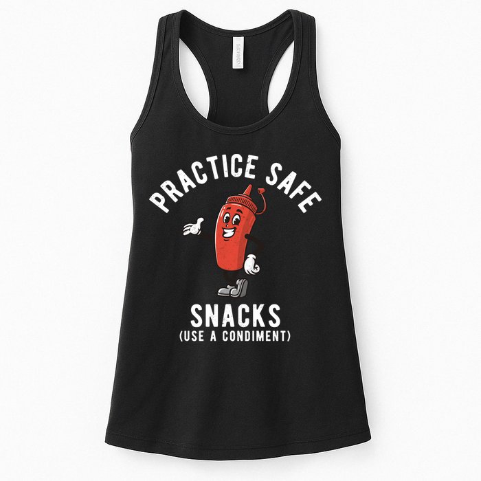 Practice Safe Snacks Use A Condiment Funny Offensive Womens Tank Top