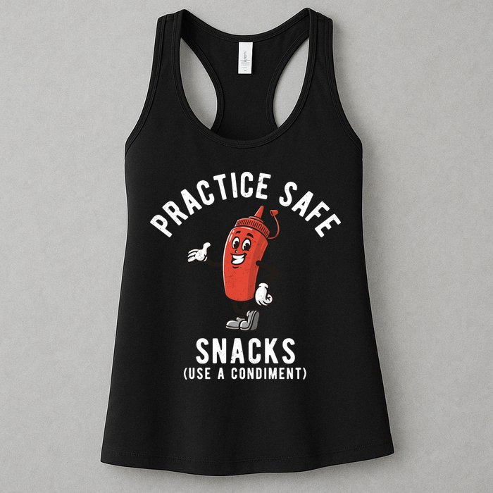 Practice Safe Snacks Use A Condiment Funny Offensive Womens Tank Top
