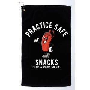 Practice Safe Snacks Use A Condiment Funny Offensive Platinum Collection Golf Towel