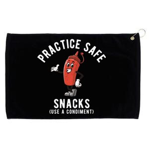 Practice Safe Snacks Use A Condiment Funny Offensive Grommeted Golf Towel