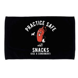 Practice Safe Snacks Use A Condiment Funny Offensive Microfiber Hand Towel