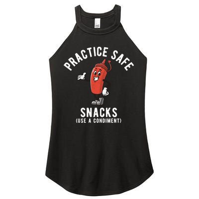 Practice Safe Snacks Use A Condiment Funny Offensive Women's Perfect Tri Rocker Tank