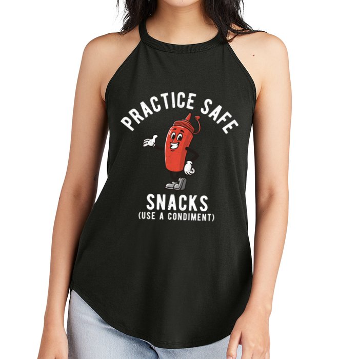 Practice Safe Snacks Use A Condiment Funny Offensive Women's Perfect Tri Rocker Tank