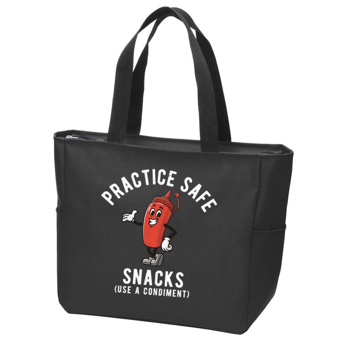 Practice Safe Snacks Use A Condiment Funny Offensive Zip Tote Bag
