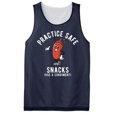 Practice Safe Snacks Use A Condiment Funny Offensive Mesh Reversible Basketball Jersey Tank