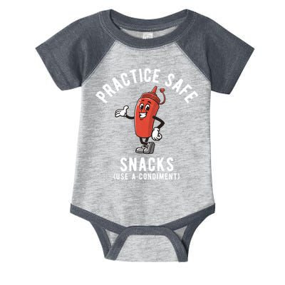 Practice Safe Snacks Use A Condiment Funny Offensive Infant Baby Jersey Bodysuit