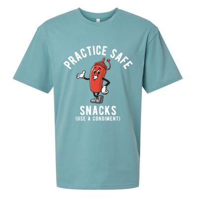 Practice Safe Snacks Use A Condiment Funny Offensive Sueded Cloud Jersey T-Shirt