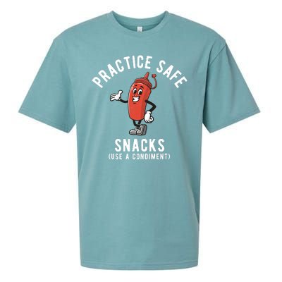 Practice Safe Snacks Use A Condiment Funny Offensive Sueded Cloud Jersey T-Shirt