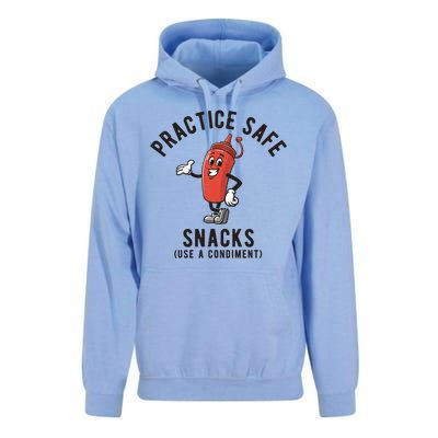 Practice Safe Snacks Use A Condiment Funny Offensive Unisex Surf Hoodie