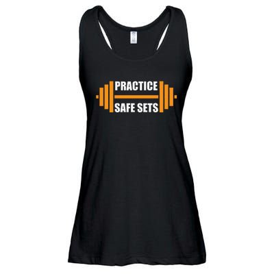 Practice Safe Sets Funny Weightlifting Ladies Essential Flowy Tank