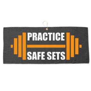 Practice Safe Sets Funny Weightlifting Large Microfiber Waffle Golf Towel