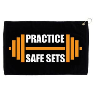 Practice Safe Sets Funny Weightlifting Grommeted Golf Towel