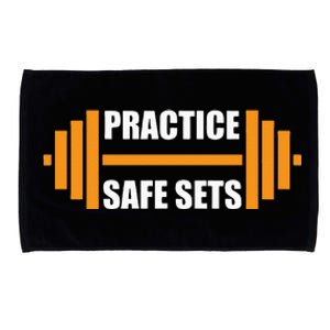 Practice Safe Sets Funny Weightlifting Microfiber Hand Towel