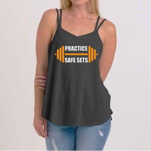 Practice Safe Sets Funny Weightlifting Women's Strappy Tank