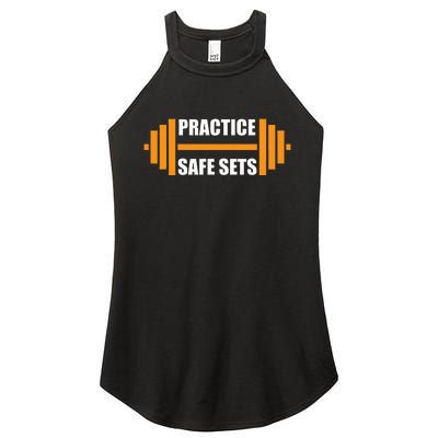 Practice Safe Sets Funny Weightlifting Women’s Perfect Tri Rocker Tank