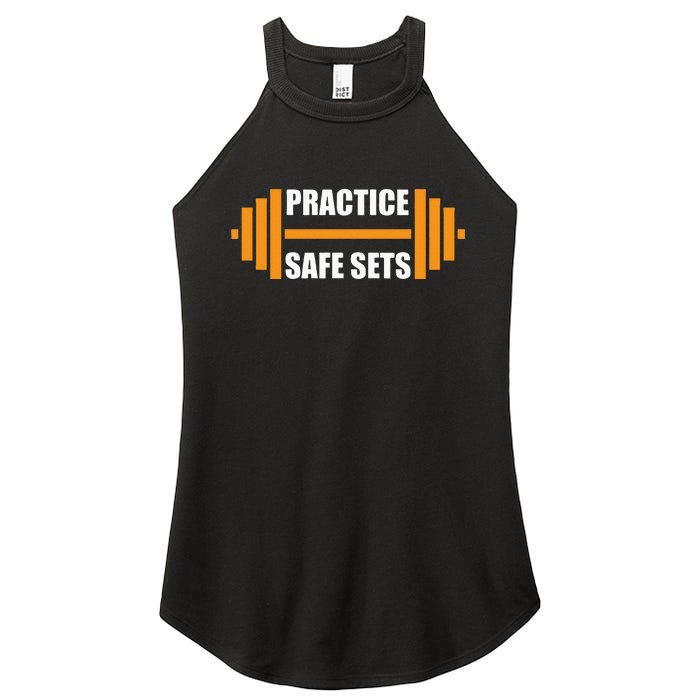 Practice Safe Sets Funny Weightlifting Women's Perfect Tri Rocker Tank