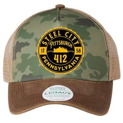 Pittsburgh Skyline Steel City 412 Pennsylvania Home Vintage Legacy Tie Dye Trucker Hat