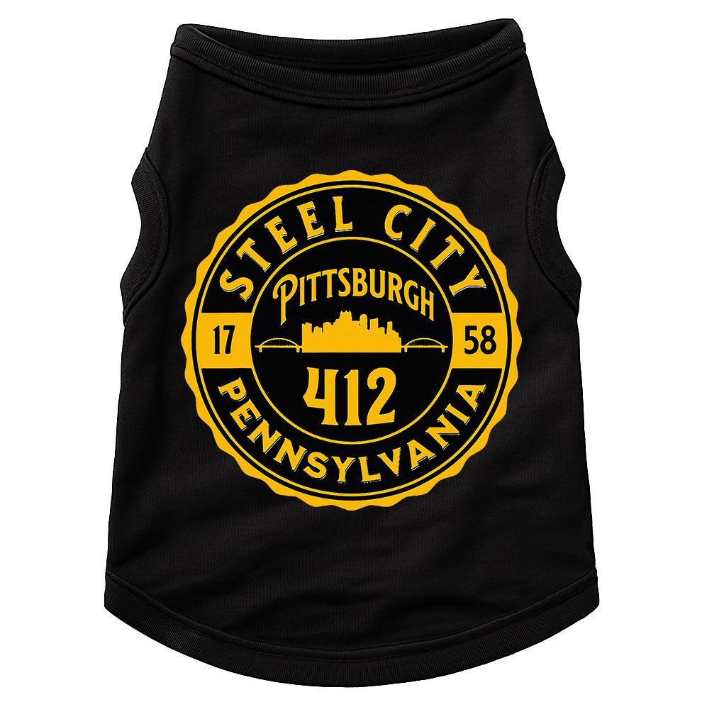 Pittsburgh Skyline Steel City 412 Pennsylvania Home Vintage Doggie Tank