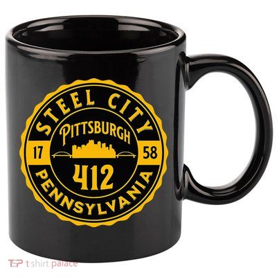 Pittsburgh Skyline Steel City 412 Pennsylvania Home Vintage 11oz C Handle Ceramic Mug