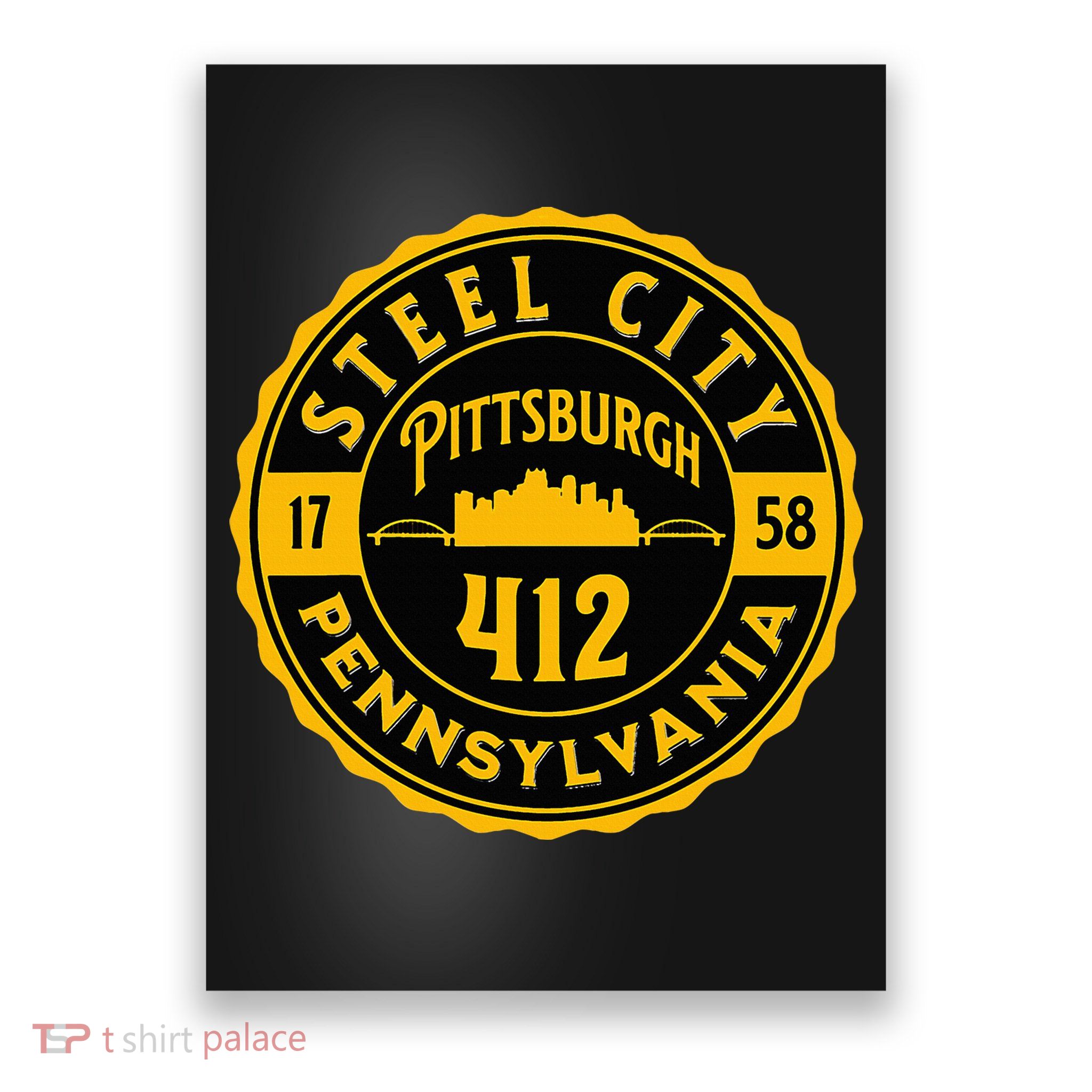 Pittsburgh Skyline Steel City 412 Pennsylvania Home Vintage Poster