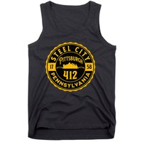 Pittsburgh Skyline Steel City 412 Pennsylvania Home Vintage Tank Top