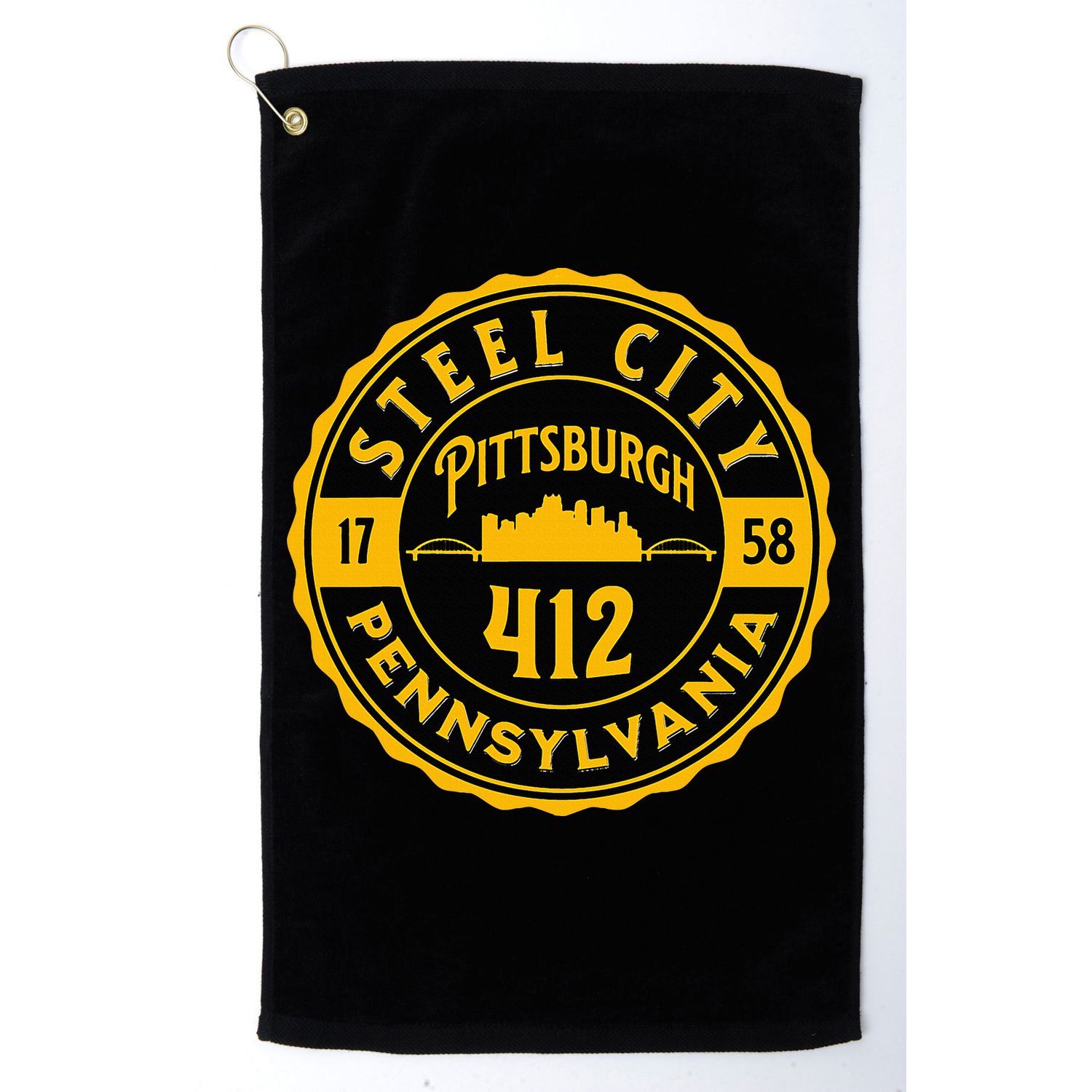 Pittsburgh Skyline Steel City 412 Pennsylvania Home Vintage Golf Towel